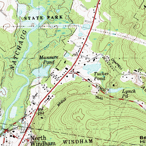 Topographic Map of Chaplin Post Office, CT