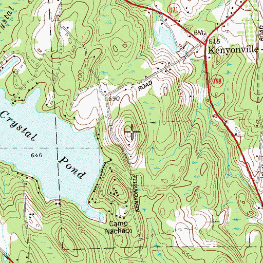 Topographic Map of Kenyon Hill, CT