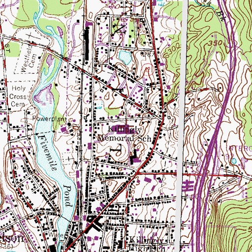 Topographic Map of Killingly High School, CT