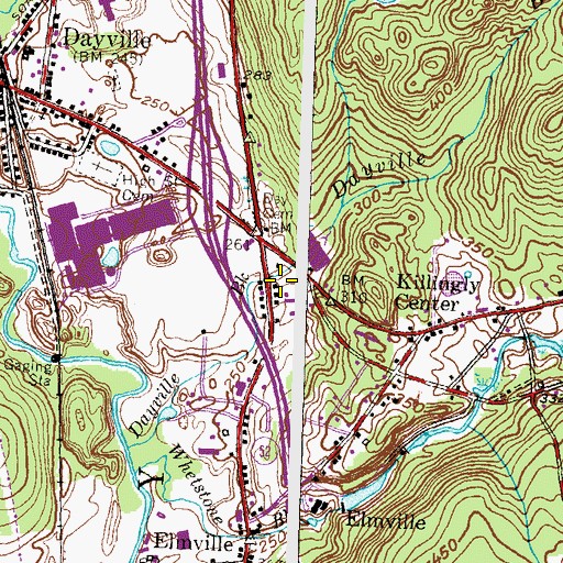 Topographic Map of Killingly Shopping Center, CT