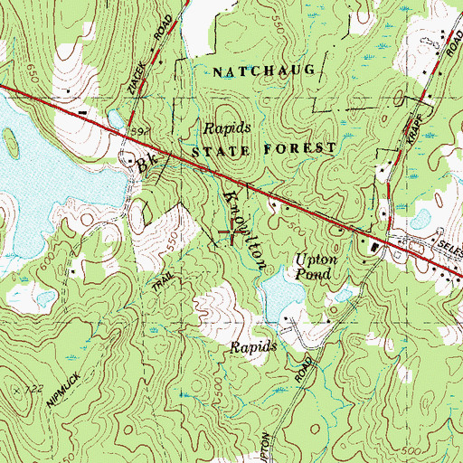 Topographic Map of Lipps Brook, CT