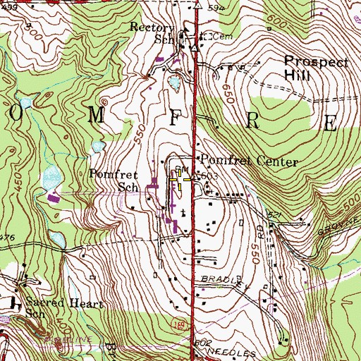 Topographic Map of Pomfret Hill, CT