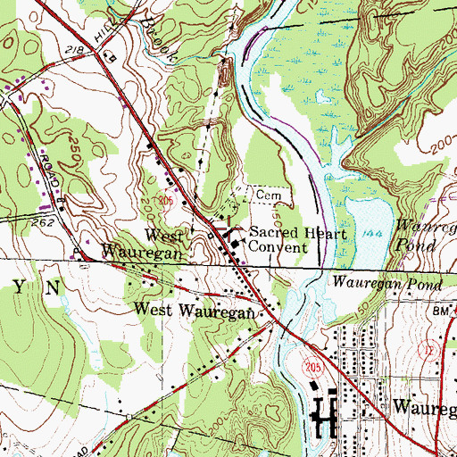 Topographic Map of Sacred Heart Church, CT