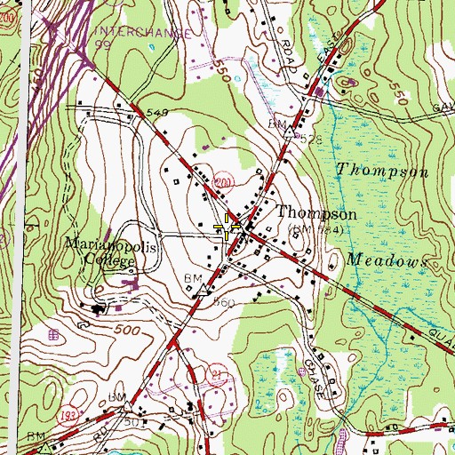 Topographic Map of Thompson Hill, CT