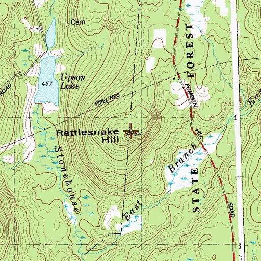 Topographic Map of Rattlesnake Hill, CT