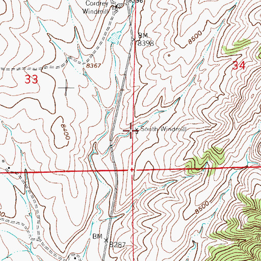 Topographic Map of South Windmill, CO