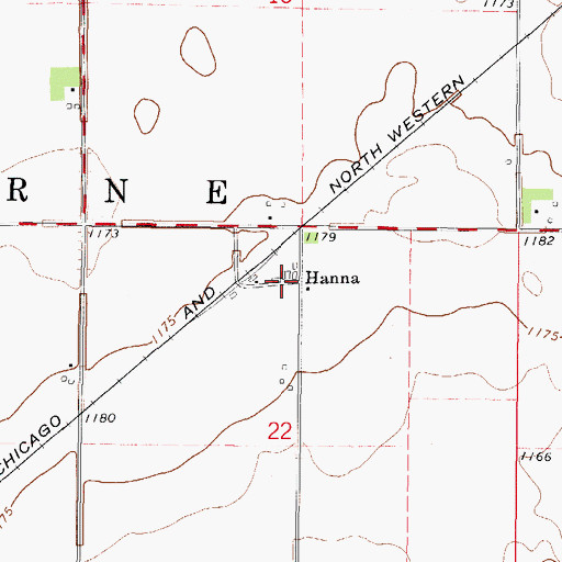 Topographic Map of Hanna (historical), IA