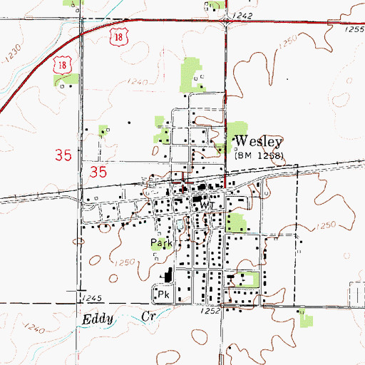 Topographic Map of Wesley, IA
