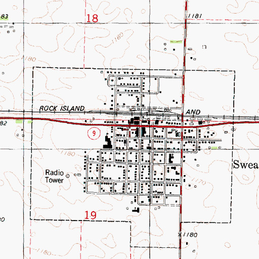 Topographic Map of Swea City Volunteer Fire Department, IA