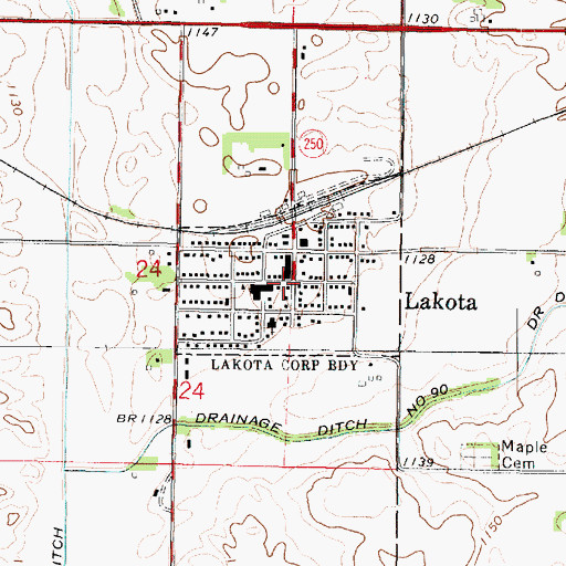 Topographic Map of Lakota Public Library, IA