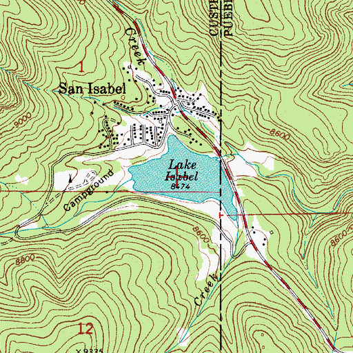Topographic Map of Lake Isabel, CO