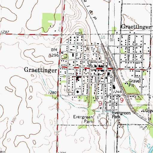Topographic Map of Graettinger - Terril High / Middle School, IA