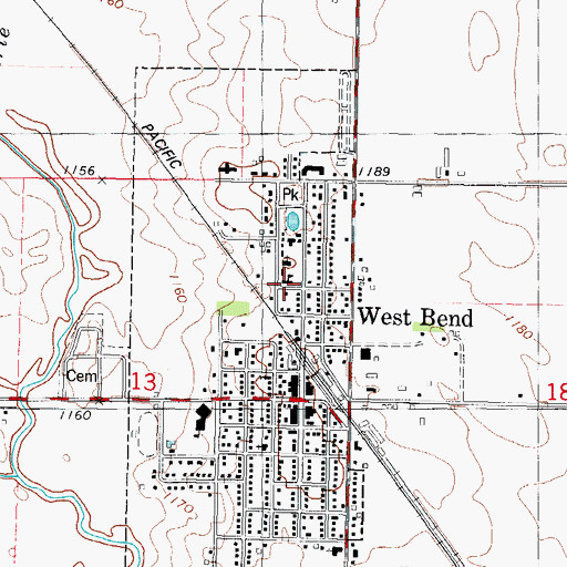 Topographic Map of Saint Peter and Paul School, IA