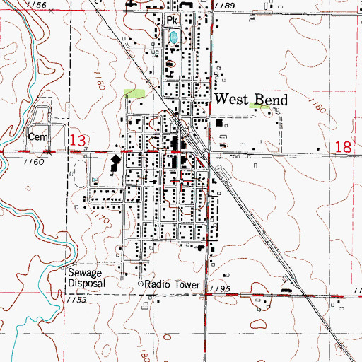 Topographic Map of West Bend Dental Clinic, IA