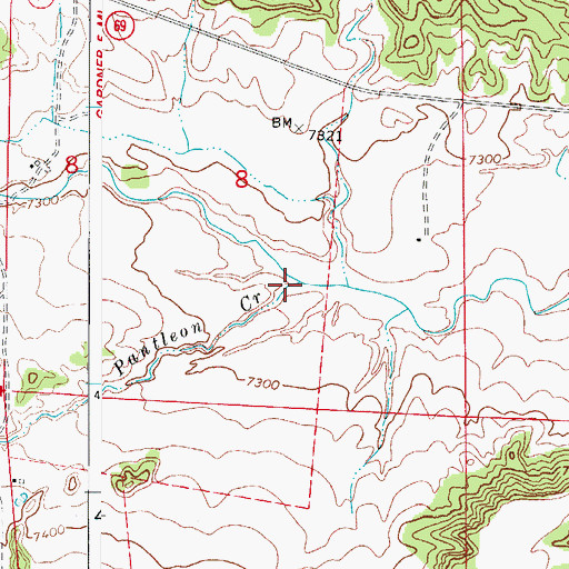 Topographic Map of Pantleon Creek, CO