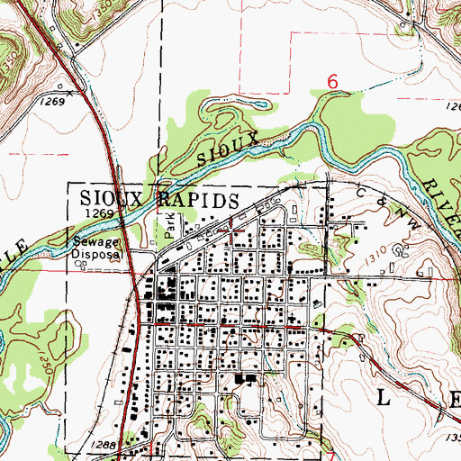 Topographic Map of Sioux Rapids (historical), IA