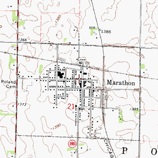 Topographic Map of Marathon Public Library, IA