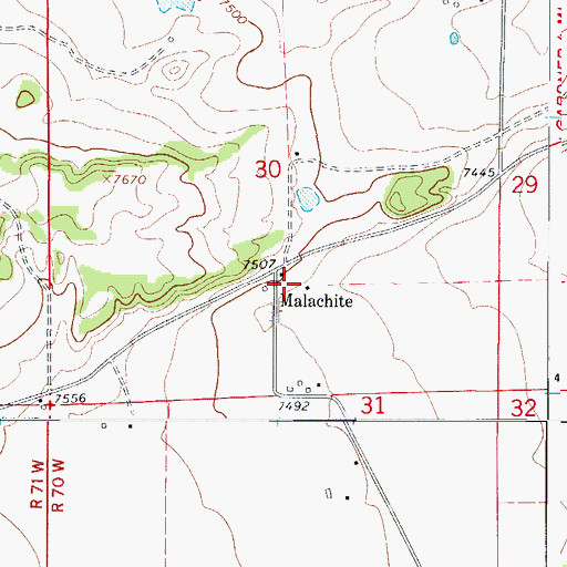 Topographic Map of Malachite, CO