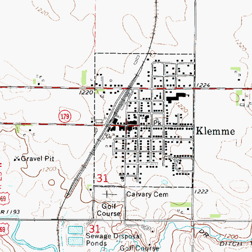 Topographic Map of Klemme Post Office, IA