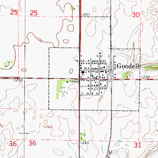 Topographic Map of Goodell Post Office, IA