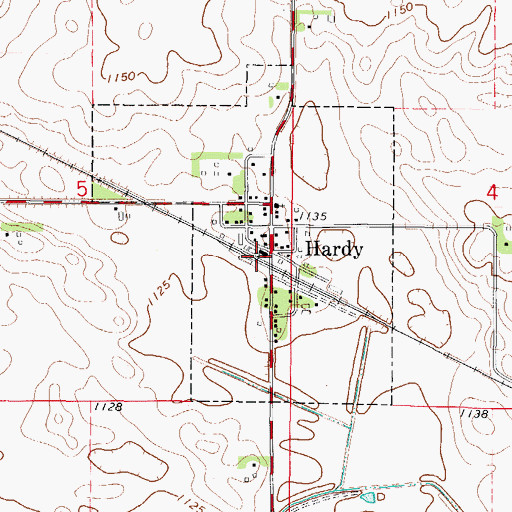 Topographic Map of Hardy, IA