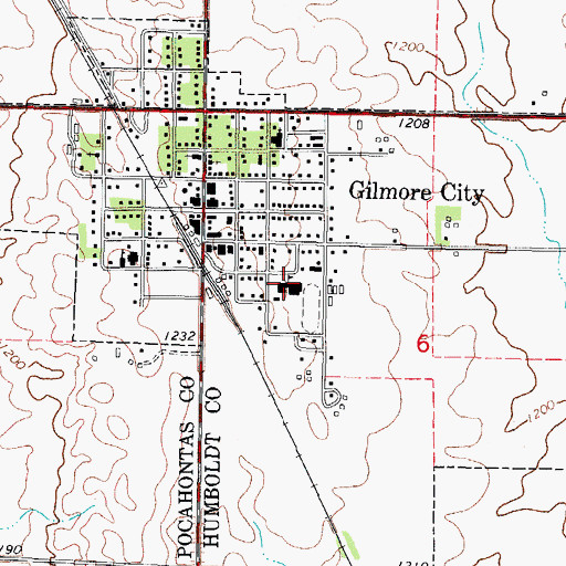 Topographic Map of Gilmore City Elementary School, IA