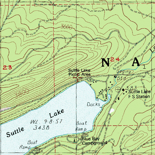 Topographic Map of Cinder Beach Recreation Site, OR