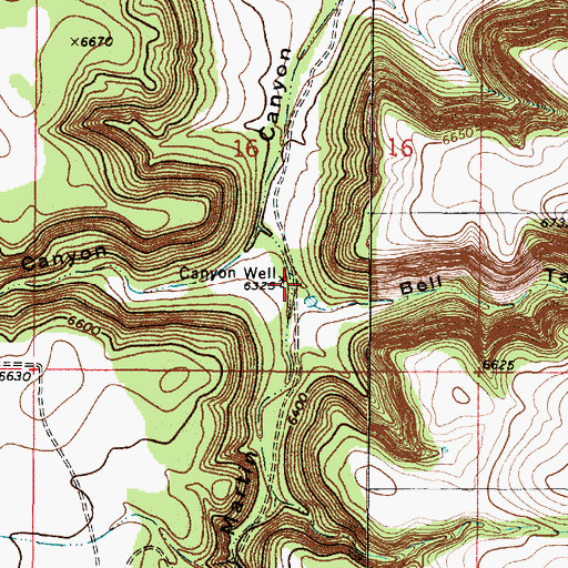 Topographic Map of Bell Tank Canyon, NM
