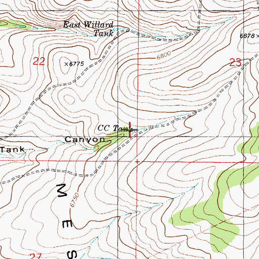 Topographic Map of CC Tank, NM