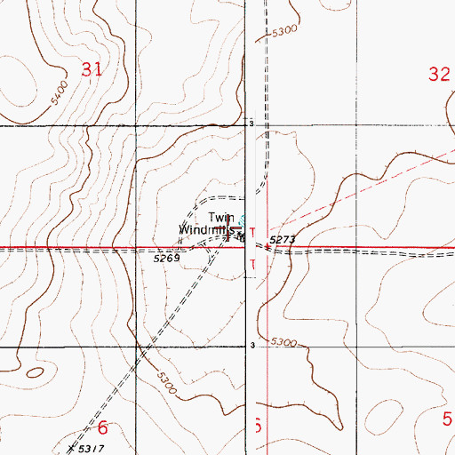Topographic Map of Twin Windmills, NM