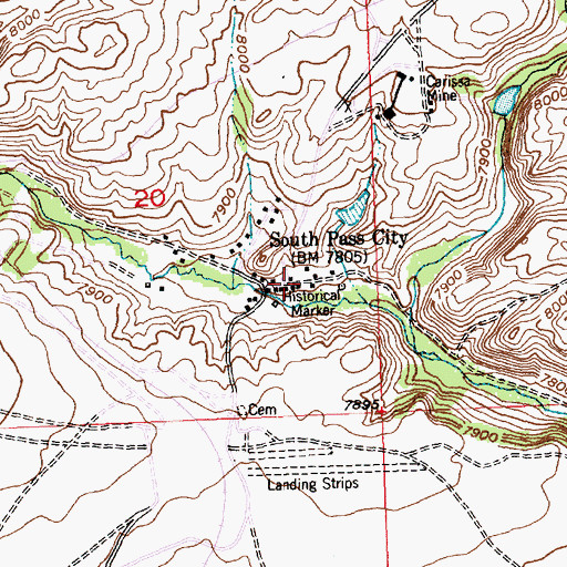 Topographic Map of South Pass City Post Office (historical), WY