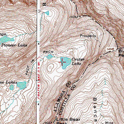 Topographic Map of Crater Lake, CO