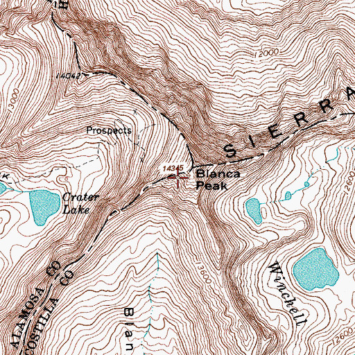Topographic Map of Blanca Peak, CO