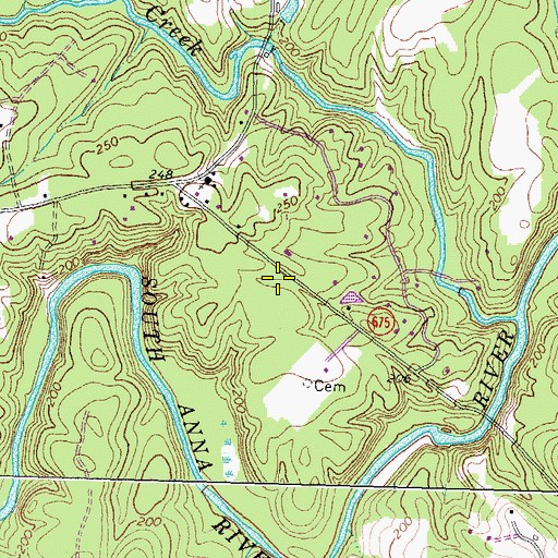 Topographic Map of South Anna District, VA