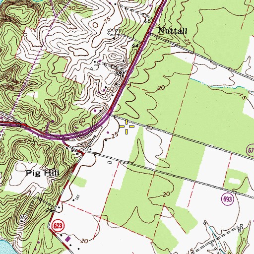 Topographic Map of Ware District, VA