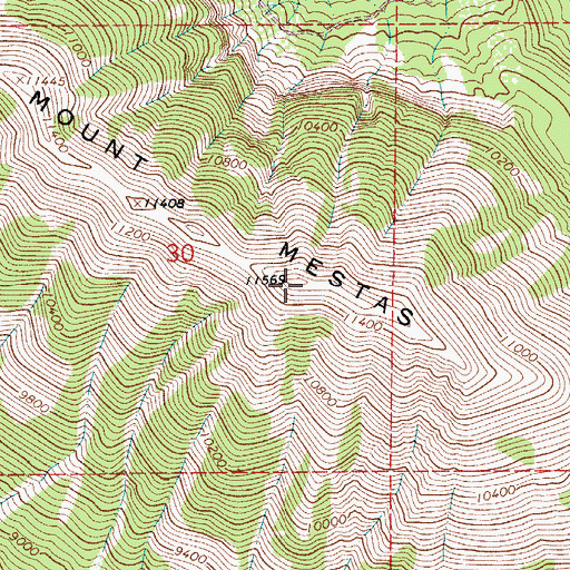 Topographic Map of Mount Mestas, CO