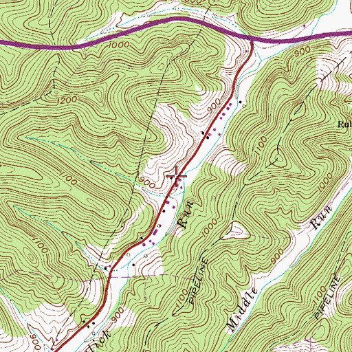 Topographic Map of Pine District, WV