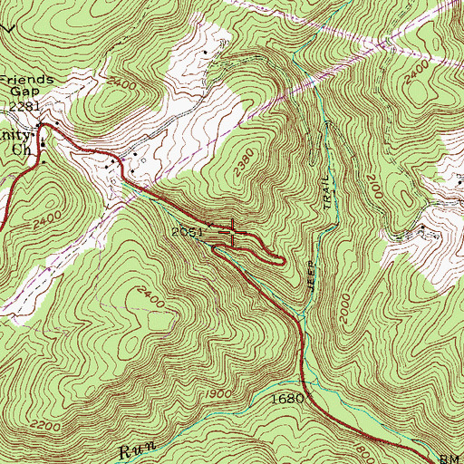 Topographic Map of Reno District (historical), WV