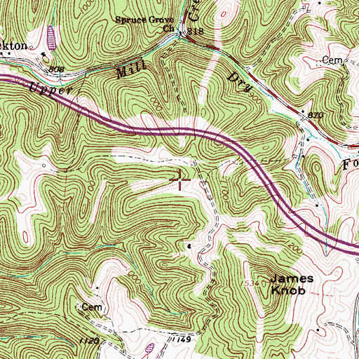Topographic Map of Southern District, WV