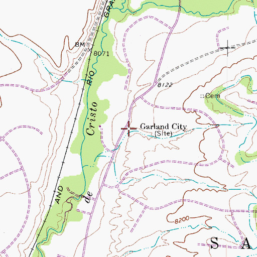 Topographic Map of Garland City (historical), CO