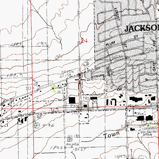 Topographic Map of Jacksonville Number 13 Election Precinct, IL