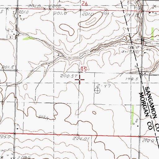 Topographic Map of Waverly Number 2 Election Precinct, IL