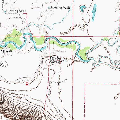 Topographic Map of Dexter Springs, CO