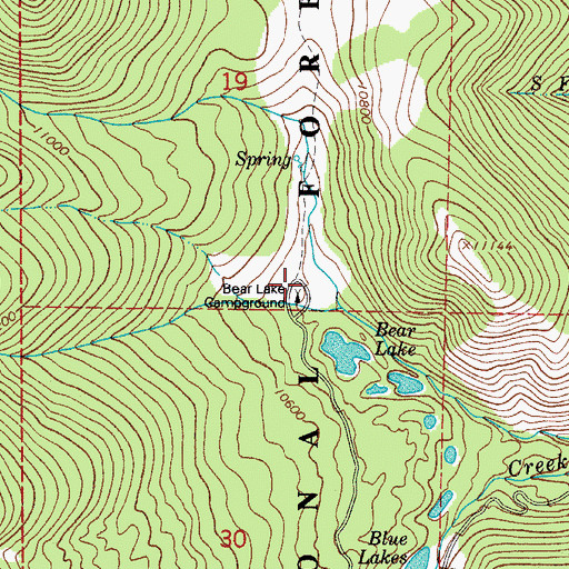 Topographic Map of Bear Lake Campground, CO