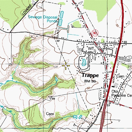 Topographic Map of District 3, Trappe, MD