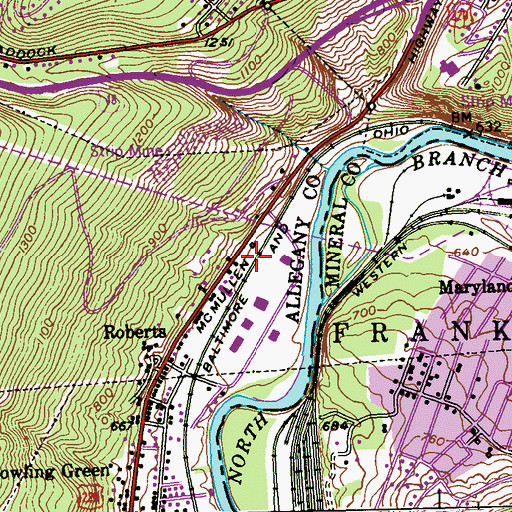 Topographic Map of District 6, Cumberland, MD