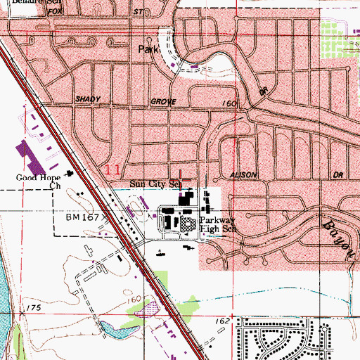 Topographic Map of Parish Governing Authority District 11, LA
