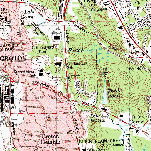 Topographic Map of Averys Hill, CT