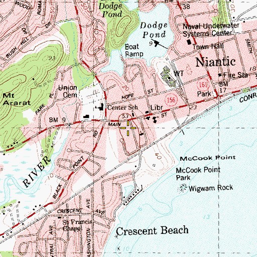 Topographic Map of Baptist Hill, CT