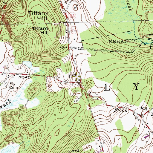 Topographic Map of Bills Hill School (historical), CT